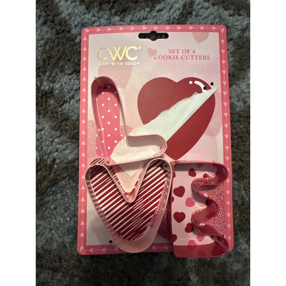 CWC Cook With Color Set of 4 LOVE Cookie Cutters Heart Valentine Baking New